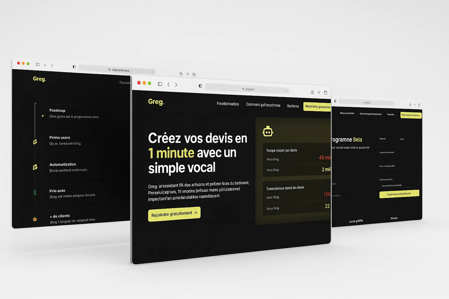 Aperçu professionnel du site Greg